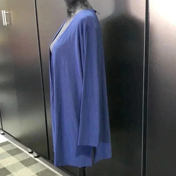 Attitudes By Renee Open front, long sleeve,mid length cardigan, Navy Blue - Picture 3 of 10